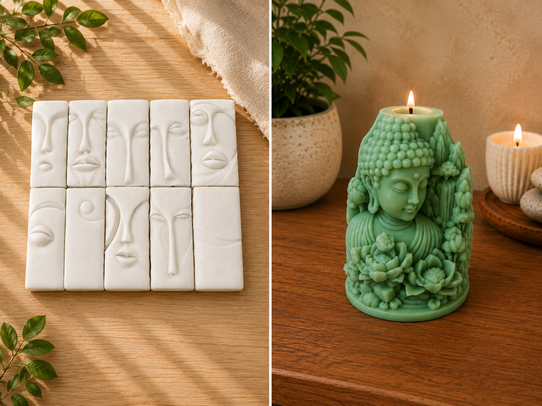 Comparatif entre un fondant parfumé et une bougie artisanale Résinia'S