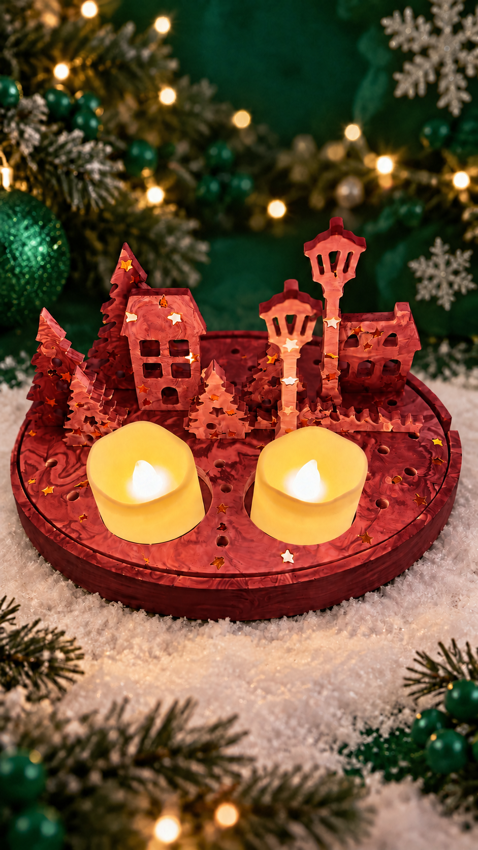 Village de Noël lumineux en jesmonite – 400 g