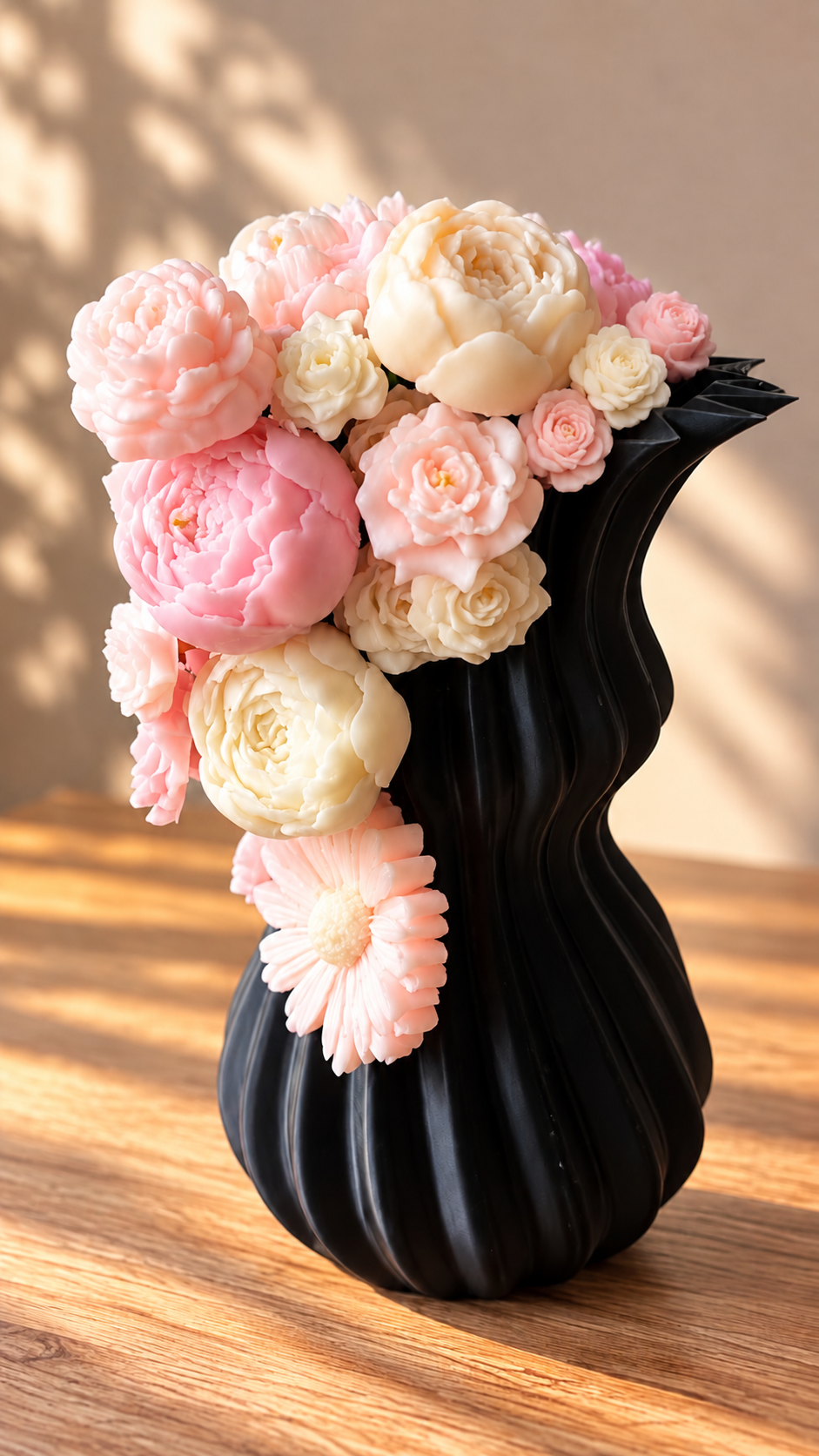 Bouquet de fondants parfumés avec vase sculptural