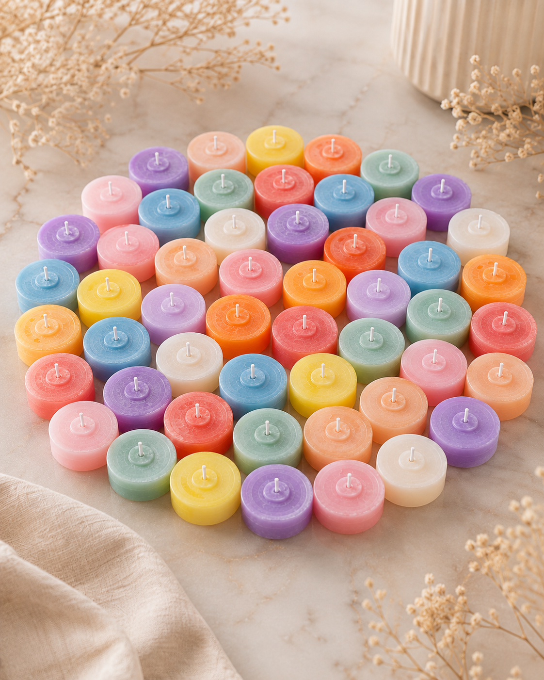 Bougies chauffe-plat rechargeables & support en Jesmonite